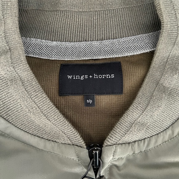 Men’s Wings + Horns Military and Light Green Bomber Jacket - Picture 4 of 5